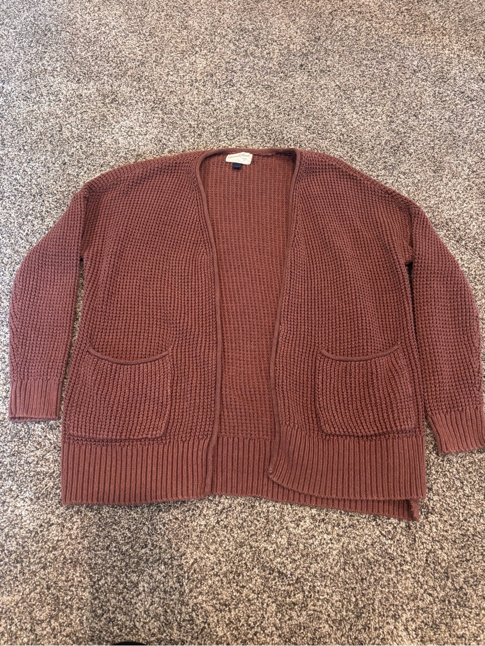 Universal Thread Open Front Waffle-Knit Cardigan Dusty Mauve Sweater- Medium